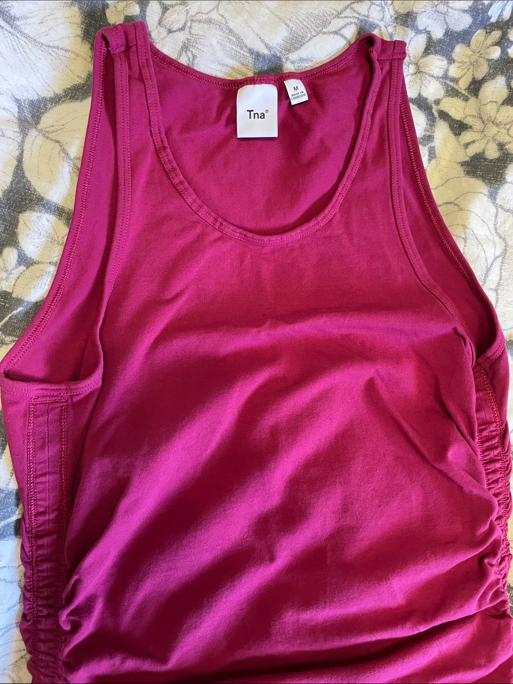 TNA Chill Malibu Fuschia Ruched Tank Bodycon Mini Dress Aritzia - Picture 9 of 15